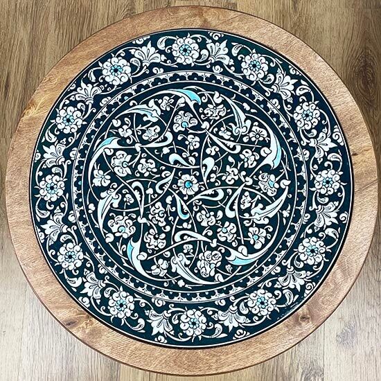 Table basse Iznik motif lotus vert - 2
