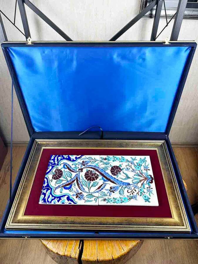 Tableau d’Entreprise en Céramique d’Iznik 20x40 cm – Motif Fleur de Grenade - 3