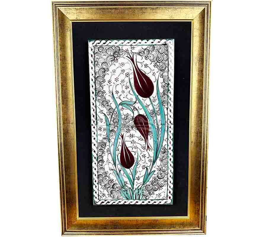 Tableau mural d’entreprise 20x40 cm avec passe-partout – Motifs Tulipe et Corne d’Or - 1
