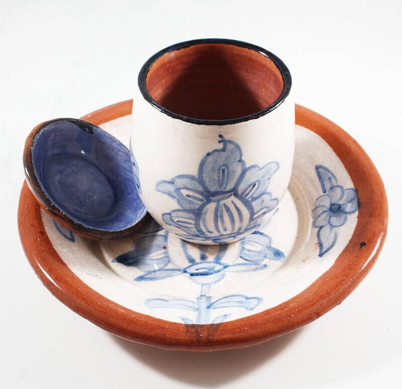 Tasse à café en argile motif bleu - 1