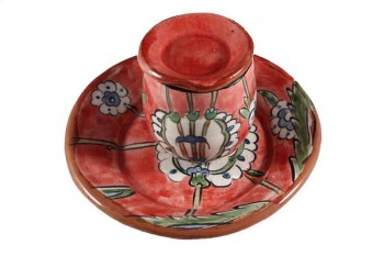 Tasse à café en céramique d’Iznik fond rouge - 3