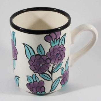 Tasse de poterie de fleurs violettes - 1