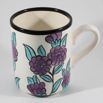 Tasse de poterie de fleurs violettes - Çini Evi