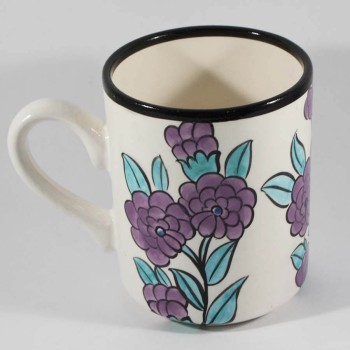 Tasse de poterie de fleurs violettes - Çini Evi (1)