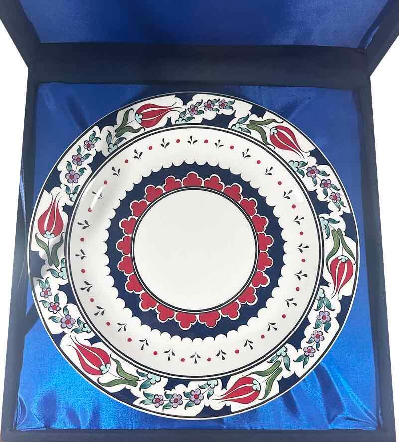 هدية تقديم مؤسسية بتصميم خاص – طبق خزفي من إزنيق بزخرفة التوليب - 2