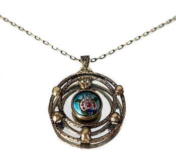 Tek Lale Bronz Kolye Ucu - Çini Evi