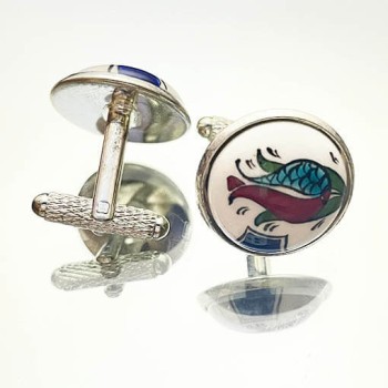 Tek Laleli Vip Kol Düğmesi - Çini Evi