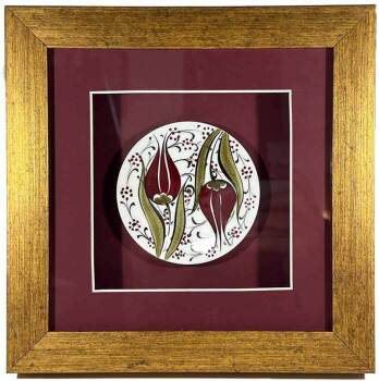 Ters Düz Lale Desenli İznik Çinili Plaket - Çini Evi