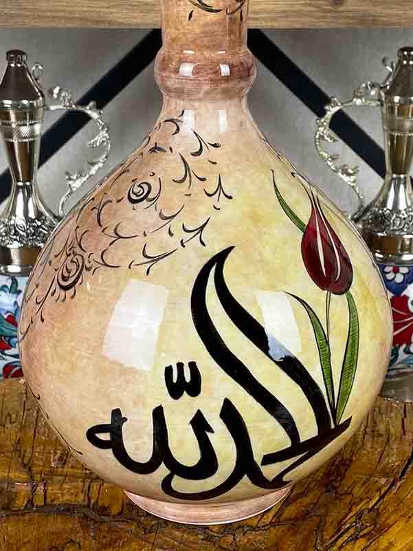 Tauhid und Tulpe – Iznik-Keramikvase in Erdtönen - 2