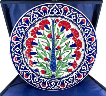 Thank You Gift 30 cm Iznik Ceramic Plate - Çini Evi