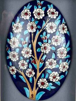 Thank You Gift for a Professor – Handmade Framed Iznik Tile Panel with Tree of Life Motif - Çini Evi (1)