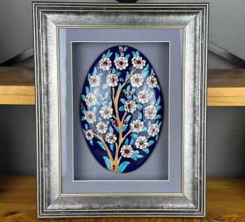 Thank You Gift for a Professor – Handmade Framed Iznik Tile Panel with Tree of Life Motif - Çini Evi