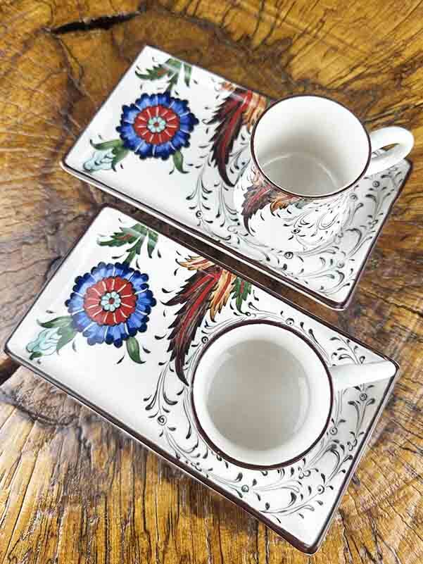 The Damascus-Style Hatayi Floral İznik Tile Coffee Serving Set – New Home & Special Occasion Gift - 3