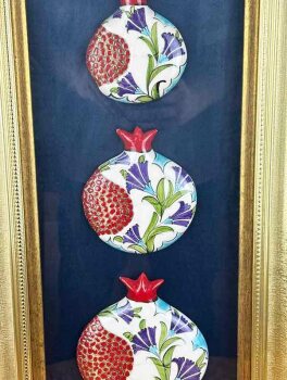 The Three Pomegranates of Abundance - Iznik Ceramic Wall Panel - 2