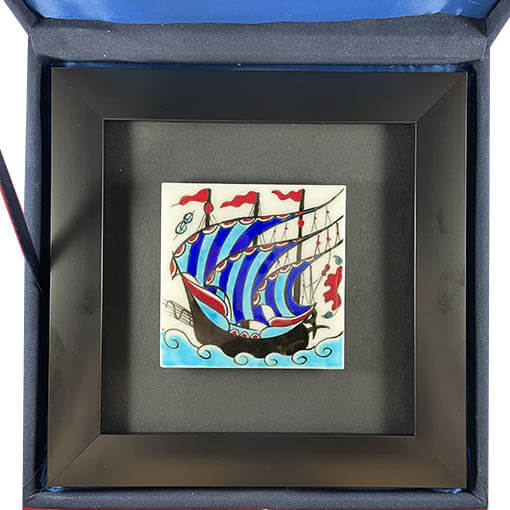Tile Plaque With Galleon Motif - 2