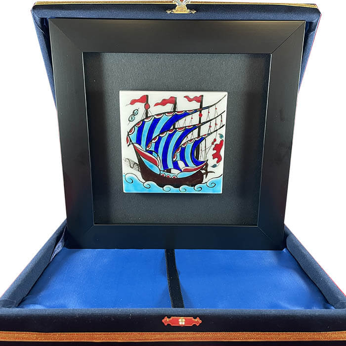 Tile Plaque With Galleon Motif - 1