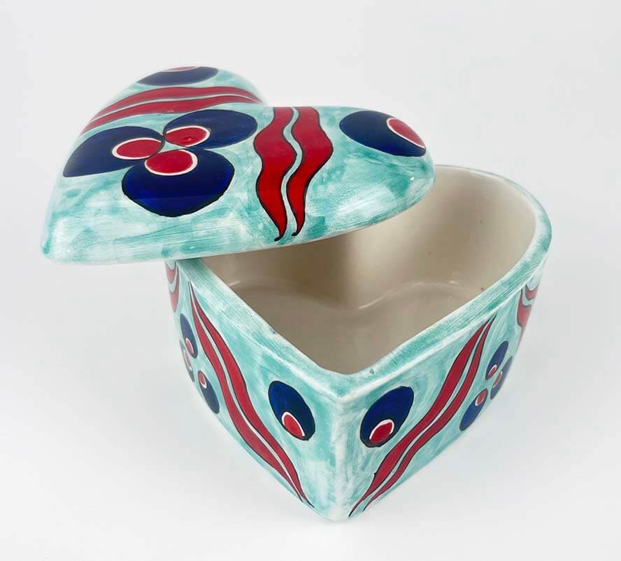 Traditional Çintemani Heart-Shaped Ceramic Jewelry Box - 2