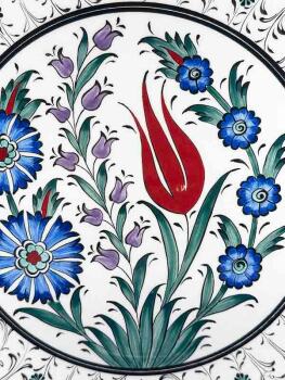 Traditional Tulip Garden Pattern Iznik Plate – Cultural Gift 25 cm - 2
