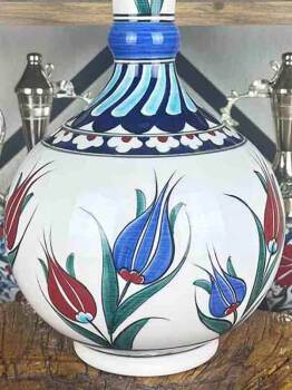 Traditional Tulip Pattern Iznik Ceramic Vase - 2