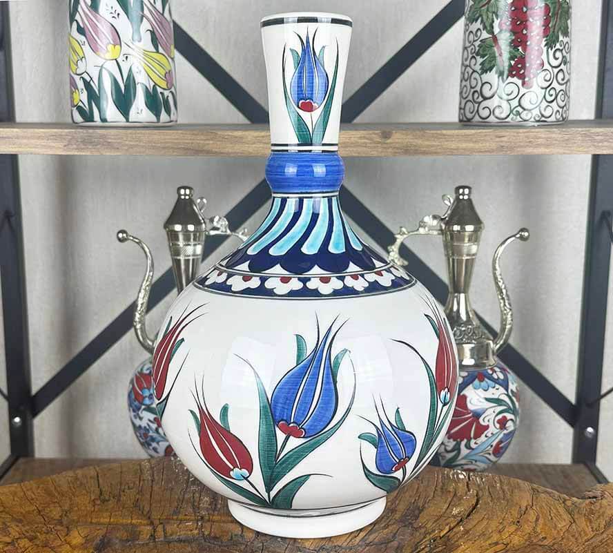 Traditional Tulip Pattern Iznik Ceramic Vase - 1