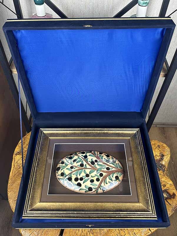 Tree of Abundance Olive Motif Matted Iznik Ceramic Wall Ornament - 3
