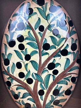 Tree of Abundance Olive Motif Matted Iznik Ceramic Wall Ornament - Çini Evi (1)