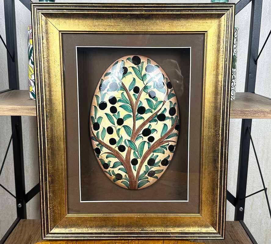 Tree of Abundance Olive Motif Matted Iznik Ceramic Wall Ornament - 1
