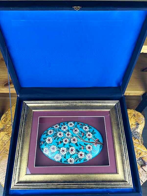 Tree of Knowledge – Academic Appreciation Gift Turquoise Background Tree of Life Patterned Handmade Iznik Tile Panel with Matting - 3