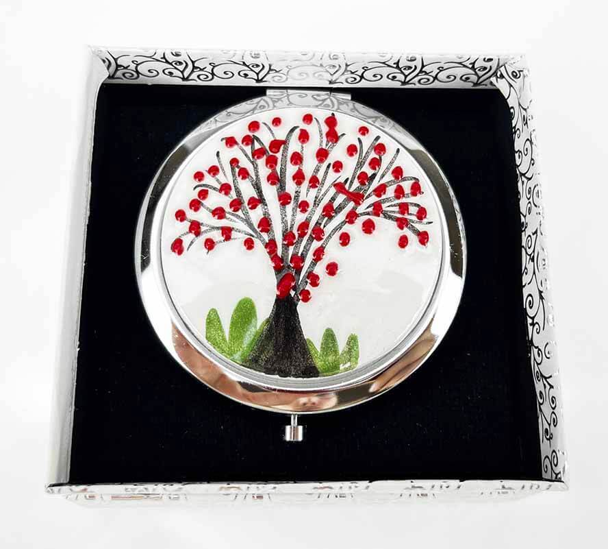 Tree of Life Motif Iznik Ceramic Compact Mirror - 1