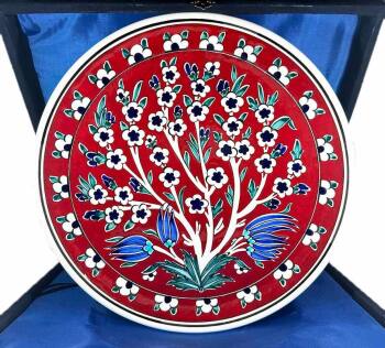 Tree of Life Motif Iznik Ceramic Plate 30 cm - Çini Evi