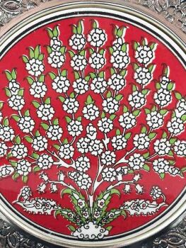 Tree of Life Motif Silver-Plated Ceramic Plate 25 cm - 2