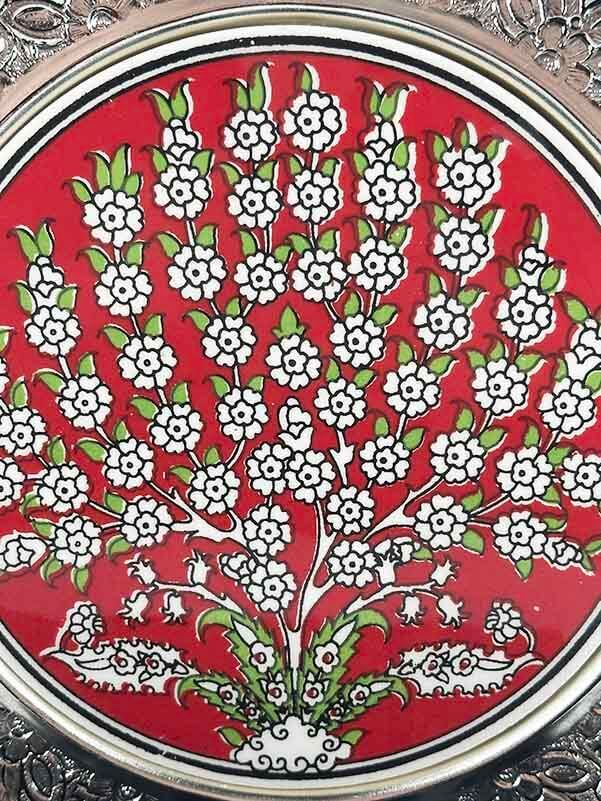 Tree of Life Motif Silver-Plated Ceramic Plate 25 cm - 2