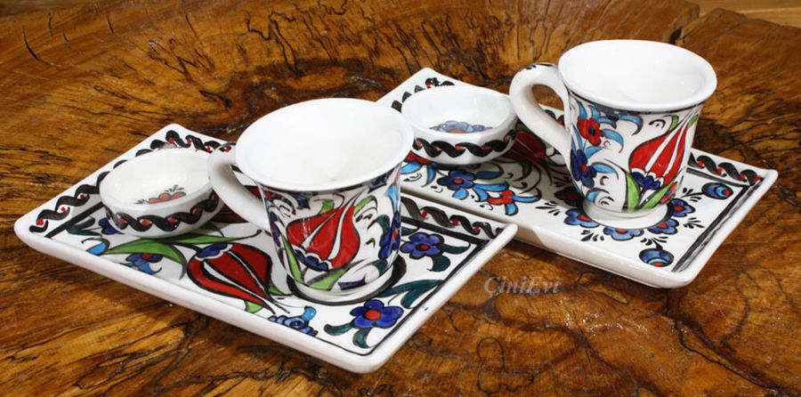 Türkisches Kaffeeset mit Tulpenmuster - 2