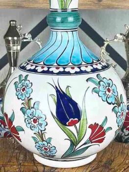 Tulip and Carnation Garden Iznik Ceramic Vase - 2