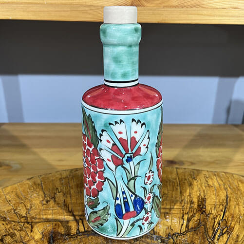 Tulip and Carnation Patterned Tile Olive Oil Bottle - 2