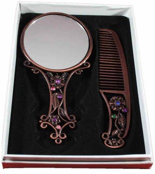 Chintemani patterned scallopy mirror set - 2