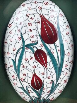 Tulip and Halic Motif Iznik Ceramic Wall Ornament – Gift for Foreign Partner - Çini Evi (1)