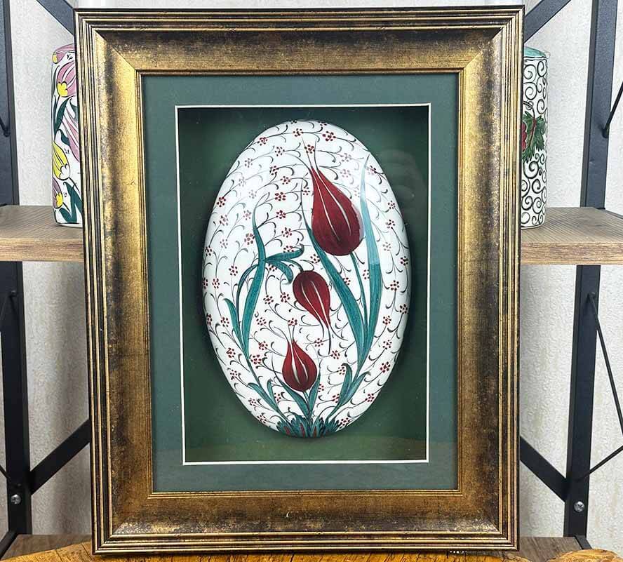 Tulip and Halic Motif Iznik Ceramic Wall Ornament – Gift for Foreign Partner - 1