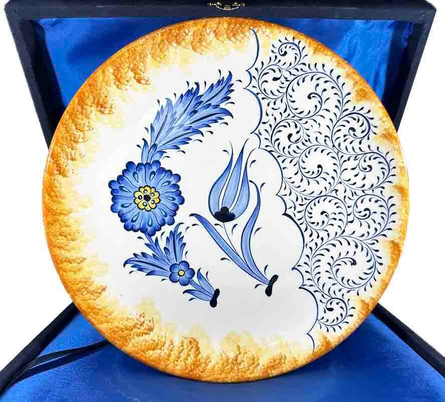 Tulip and Halic Pattern 25 cm Iznik Ceramic Plate - 1