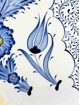 Tulip and Halic Pattern 25 cm Iznik Ceramic Plate - Çini Evi (1)