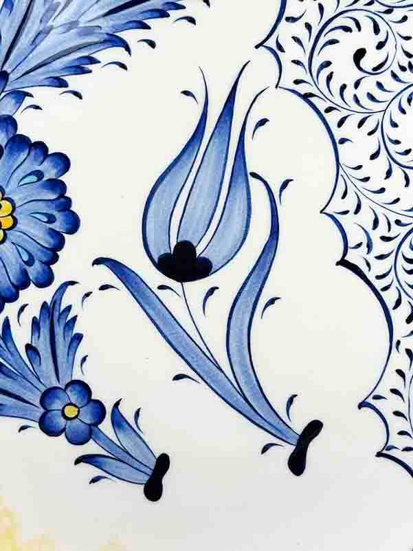 Tulip and Halic Pattern 25 cm Iznik Ceramic Plate - 2