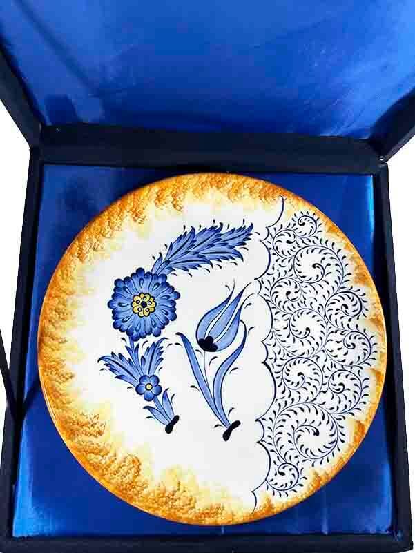 Tulip and Halic Pattern 25 cm Iznik Ceramic Plate - 3