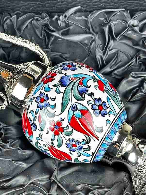 Tulip and Pomegranate Pattern Ceramic Ewer Set - 3
