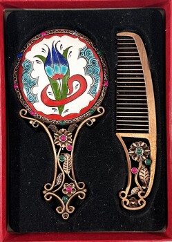 Tulip and Vav Iznik Tile Mirror Set - Çini Evi