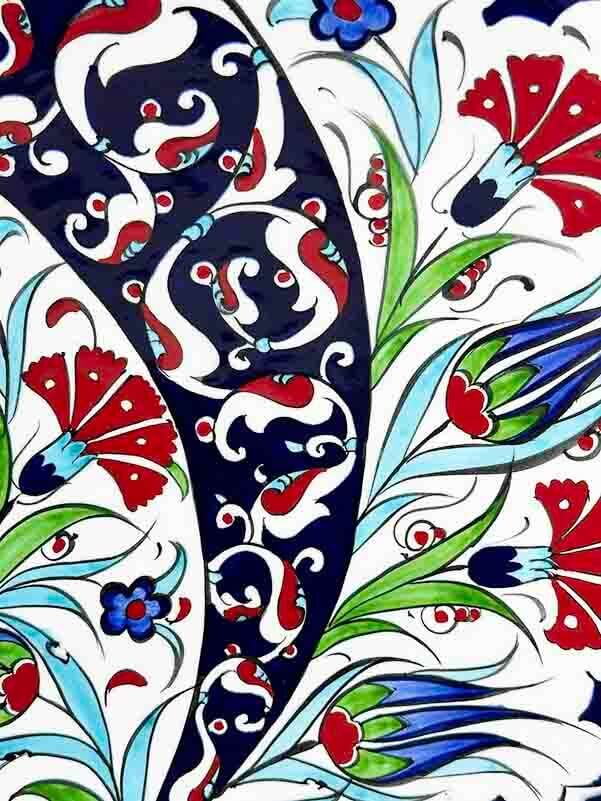 Tulip, Carnation and Rumi Pattern Iznik Ceramic Plate - 2
