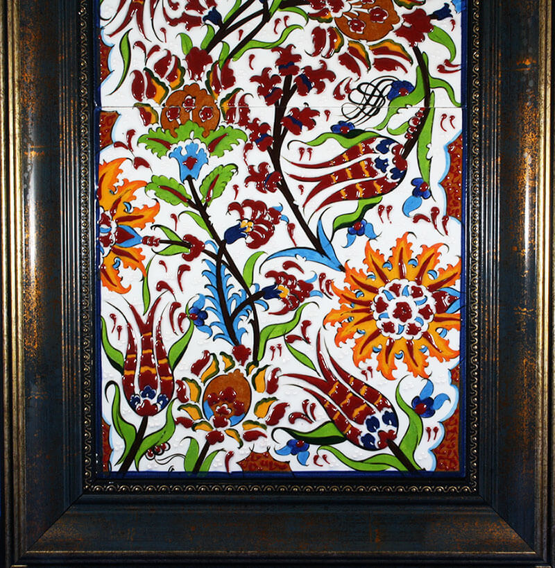 Tulip Garden Iznik Ceramic Panel 20x40 cm - 3