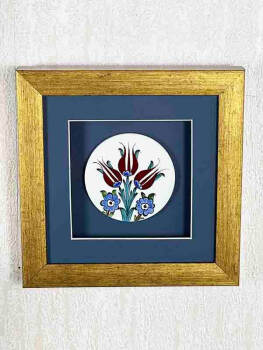 Tulip Garden Motif Iznik Ceramic Plaque - 5