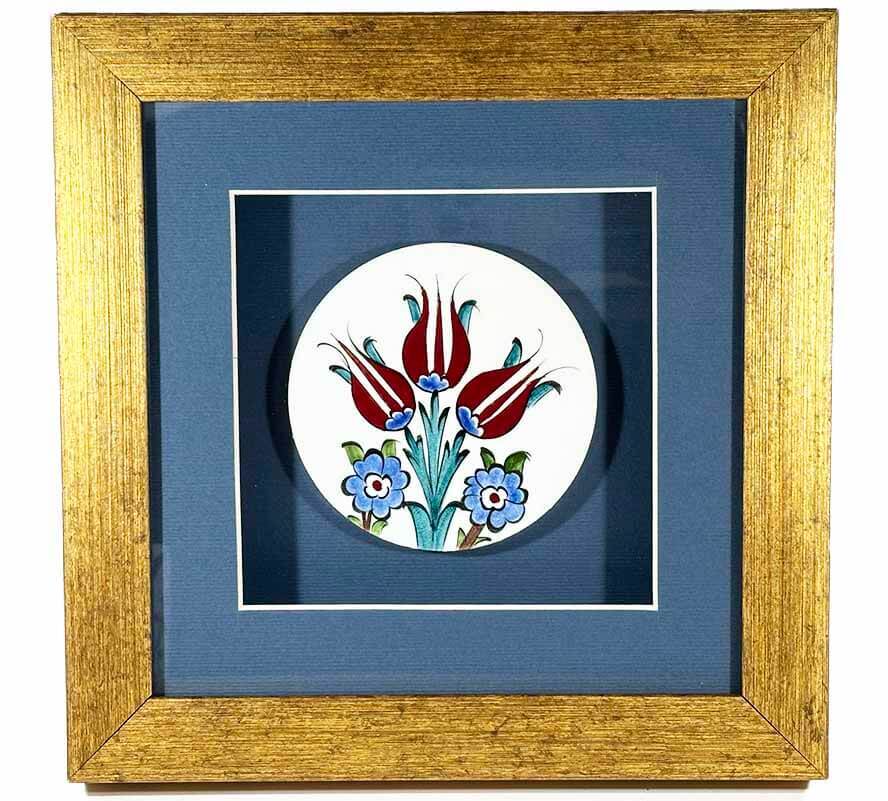Tulip Garden Motif Iznik Ceramic Plaque - 1