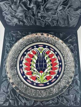 Lalezar Silver-Plated Ceramic Plate 25 cm - 3