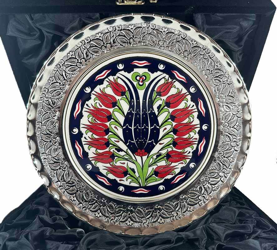 Lalezar Silver-Plated Ceramic Plate 25 cm - 1